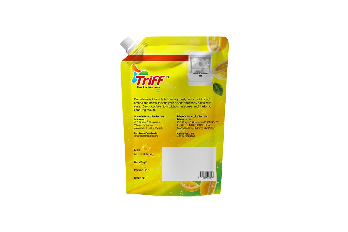 Triff Dishwah Gel (Lemon with Bio Enzyme) Bottle